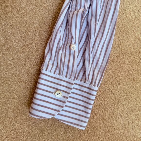 Ermenegildo Zegna Striped 100% Cotton Regular Fit Button-Down Shirt Men’s 18/46 - Picture 4 of 9